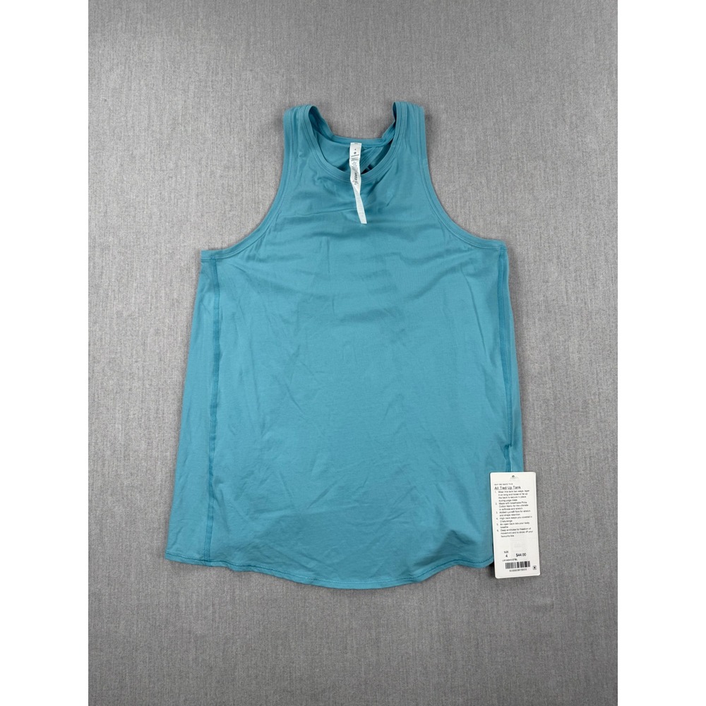 Lululemon All Tied Up Tank Electric Turquoise Pima Cotton LW1ASXS ETBL Sizeā 4